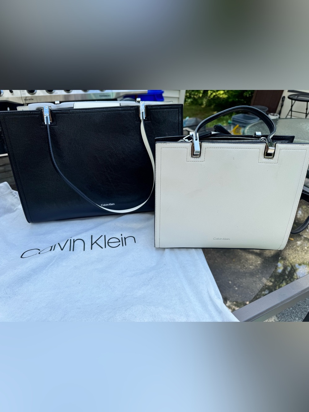 Calvin Klein Two-Tone Black and White Satchel Set